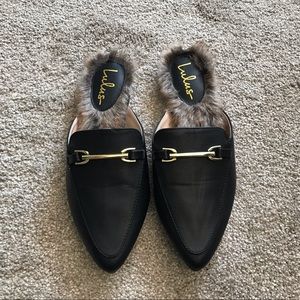 Lulu’s faux fur mules
